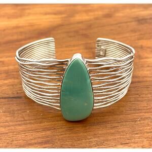 Rivers Of Water Turquoise Sterling Silver Cuff Bracelet Native American Navajo
